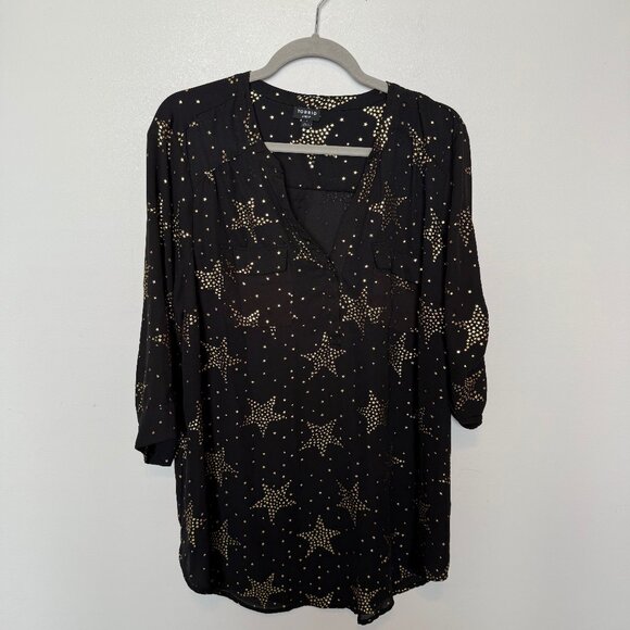 Torrid Harper Black & Gold V-Neck Top Size 1 - Picture 1 of 8